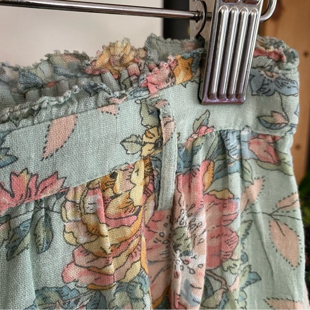 Louise Misha Blue Pink Floral Print Amandine Wide Leg Gauze Cotton Pants 10 - Picture 8 of 14